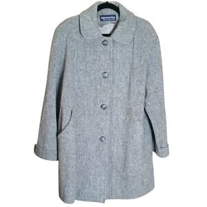 Herman Kay Gray Wool Coat Women's 12 Classic Button Front Winter Jacket Vintage
